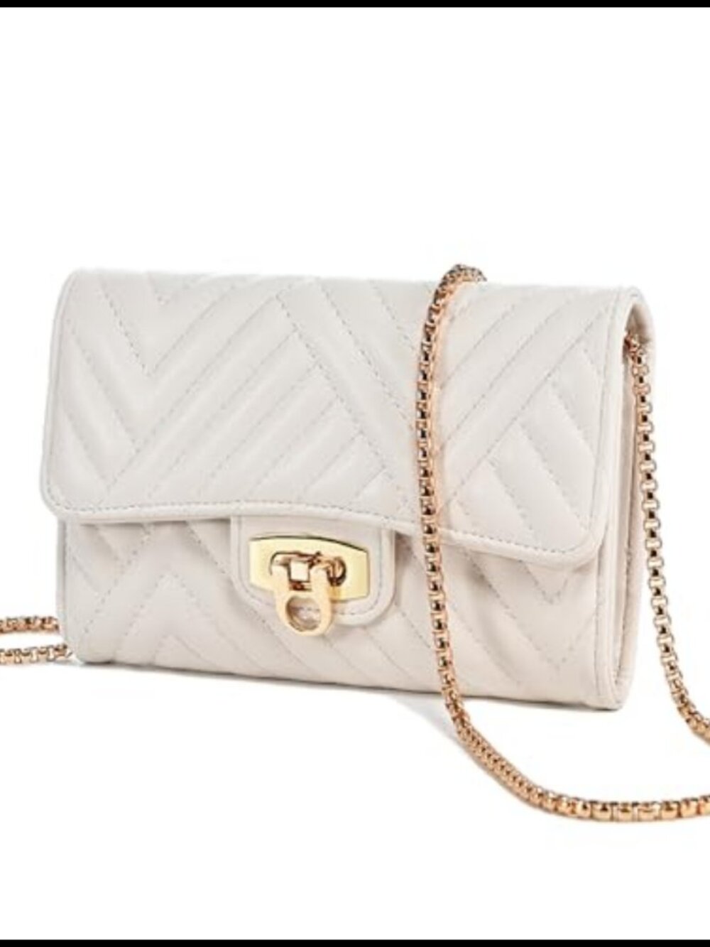 Quilted Crossbody Bag with Chain Strap & Card Slots